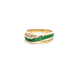 14K YELLOW GOLD EMERALD & DIAMOND FASHION RING 0.75CT