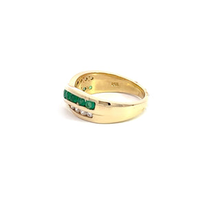 14K YELLOW GOLD EMERALD & DIAMOND FASHION RING 0.75CT