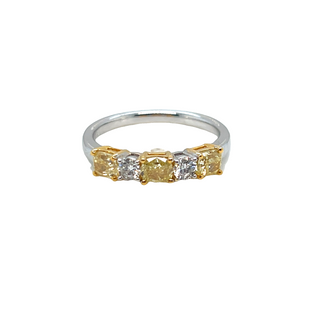 18K TWO TONE NATURAL CANARY DIAMOND RING 1.25CT