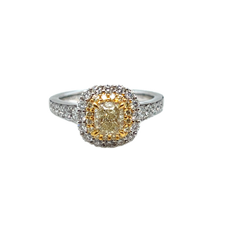 18K TWO TONE NATURAL CANARY DIAMOND RING 1.75CT