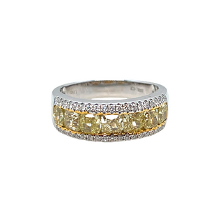 18K TWO TONE NATURAL CANARY DIAMOND RING 2.25CT