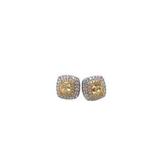 18K TWO TONE NATURAL CANARY DIAMOND EARRINGS 2.75CT