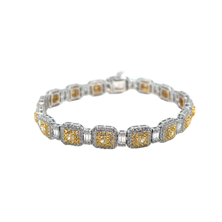 14K TWO TONE NATURAL CANARY DIAMOND BRACELET 7.25CT