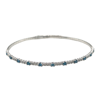 14K W/G BLUE & WHITE LAB GROWN DIAMOND FLEXIBLE BANGLE 1.25CT