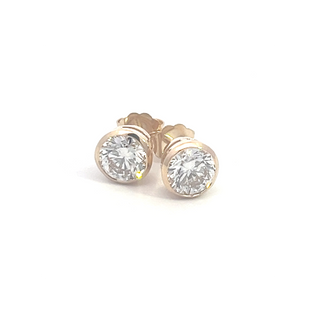 14K GOLD LAB GROWN DIAMOND BEZEL SET PUSHBACK STUD EARRINGS (0.50TCW - 3.00TCW)