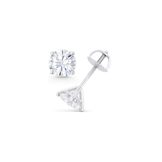 14K GOLD LAB GROWN DIAMOND MARTINI FOUR PRONG SCREWBACK STUD EARRINGS (0.50TCW-5.00TCW)