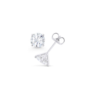 14K GOLD LAB GROWN DIAMOND MARTINI FOUR PRONG PUSHBACK STUD EARRINGS (0.50TCW-5.00TCW)