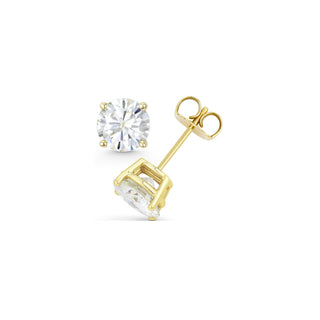 14K GOLD LAB GROWN DIAMOND CLASSIC FOUR PRONG PUSHBACK STUD EARRINGS (0.50TCW-5.00TCW)