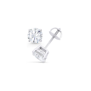 14K GOLD LAB GROWN DIAMOND CLASSIC FOUR PRONG SCREWBACK STUD EARRINGS (0.50TCW-5.00TCW)