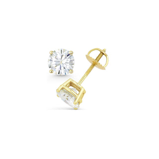 14K GOLD LAB GROWN DIAMOND CLASSIC FOUR PRONG SCREWBACK STUD EARRINGS (0.50TCW-5.00TCW)