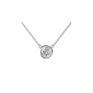 14K Gold Lab Grown Round Diamond Solitaire Pendant Necklace Bezel Setting (1.00TCW-5.00TCW)