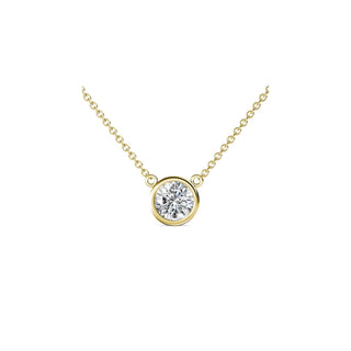 14K Gold Lab Grown Round Diamond Solitaire Pendant Necklace Bezel Setting (1.00TCW-5.00TCW)