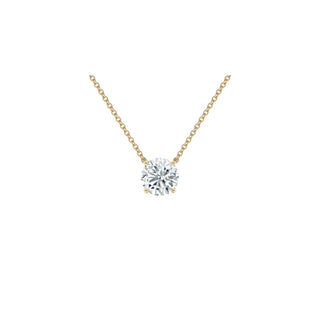 14K Gold Lab Grown Round Diamond Solitaire Pendant Necklace Prong Setting (1.00TCW-5.00TCW)