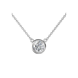 14K Gold Lab Grown Round Diamond Solitaire Pendant Necklace Bezel Setting (1.00TCW-5.00TCW)