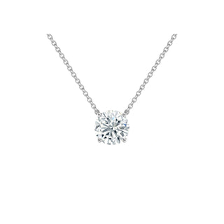 14K Gold Lab Grown Round Diamond Solitaire Pendant Necklace Prong Setting (1.00TCW-5.00TCW)