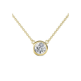 14K Gold Lab Grown Round Diamond Solitaire Pendant Necklace Bezel Setting (1.00TCW-5.00TCW)