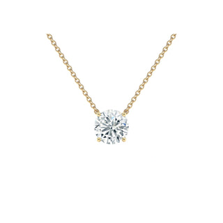 14K Gold Lab Grown Round Diamond Solitaire Pendant Necklace Prong Setting (1.00TCW-5.00TCW)