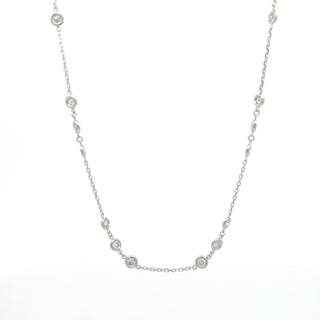 14K GOLD BEZEL BY THE YARD NECKLACE 2.50 CTS 3 STATIONS