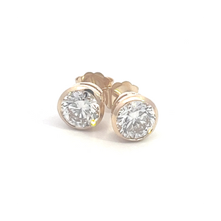 14K GOLD LAB GROWN DIAMOND BEZEL SET PUSHBACK STUD EARRINGS (0.50TCW - 3.00TCW)