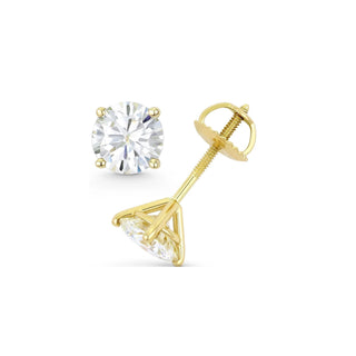 14K GOLD LAB GROWN DIAMOND MARTINI FOUR PRONG SCREWBACK STUD EARRINGS (0.50TCW-5.00TCW)