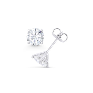 14K GOLD LAB GROWN DIAMOND MARTINI FOUR PRONG PUSHBACK STUD EARRINGS (0.50TCW-5.00TCW)