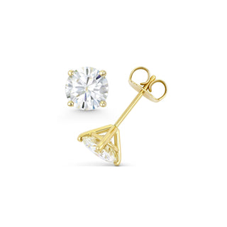 14K GOLD LAB GROWN DIAMOND MARTINI FOUR PRONG PUSHBACK STUD EARRINGS (0.50TCW-5.00TCW)