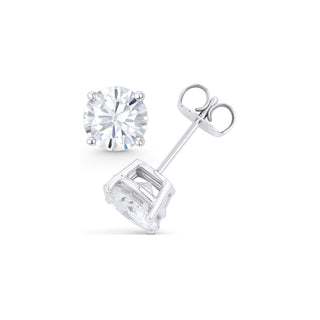 14K GOLD LAB GROWN DIAMOND CLASSIC FOUR PRONG PUSHBACK STUD EARRINGS (0.50TCW-5.00TCW)