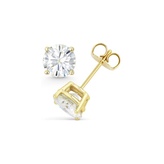 14K GOLD LAB GROWN DIAMOND CLASSIC FOUR PRONG PUSHBACK STUD EARRINGS (0.50TCW-5.00TCW)