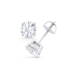 14K GOLD LAB GROWN DIAMOND CLASSIC FOUR PRONG SCREWBACK STUD EARRINGS (0.50TCW-5.00TCW)