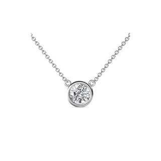 14K Gold Lab Grown Round Diamond Solitaire Pendant Necklace Bezel Setting (1.00TCW-5.00TCW)