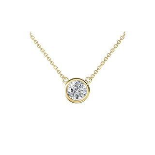 14K Gold Lab Grown Round Diamond Solitaire Pendant Necklace Bezel Setting (1.00TCW-5.00TCW)