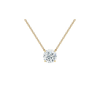 14K Gold Lab Grown Round Diamond Solitaire Pendant Necklace Prong Setting (1.00TCW-5.00TCW)