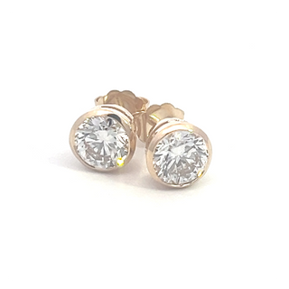 14K GOLD LAB GROWN DIAMOND BEZEL SET PUSHBACK STUD EARRINGS (0.50TCW - 3.00TCW)