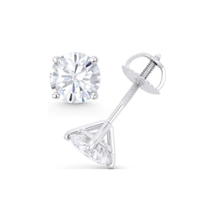 14K GOLD LAB GROWN DIAMOND MARTINI FOUR PRONG SCREWBACK STUD EARRINGS (0.50TCW-5.00TCW)