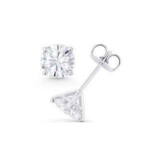 14K GOLD LAB GROWN DIAMOND MARTINI FOUR PRONG PUSHBACK STUD EARRINGS (0.50TCW-5.00TCW)