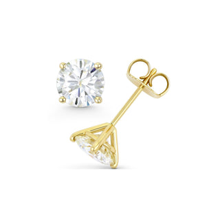 14K GOLD LAB GROWN DIAMOND MARTINI FOUR PRONG PUSHBACK STUD EARRINGS (0.50TCW-5.00TCW)