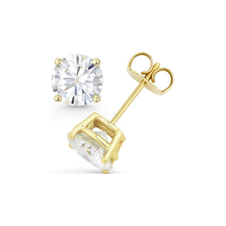 14K GOLD LAB GROWN DIAMOND CLASSIC FOUR PRONG PUSHBACK STUD EARRINGS (0.50TCW-5.00TCW)