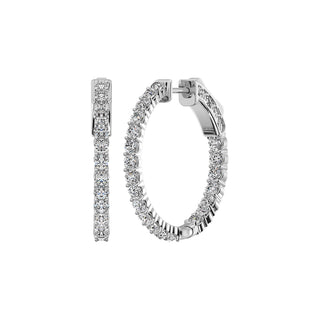 14K GOLD LAB GROWN DIAMOND INSIDE OUTSIDE HOOPS (1.00TCW-4.00TCW)