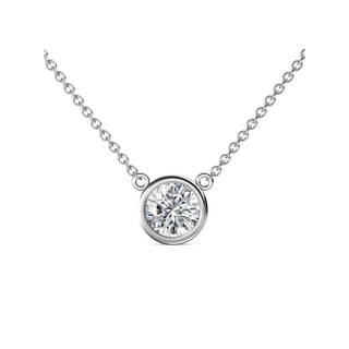 14K Gold Lab Grown Round Diamond Solitaire Pendant Necklace Bezel Setting (1.00TCW-5.00TCW)