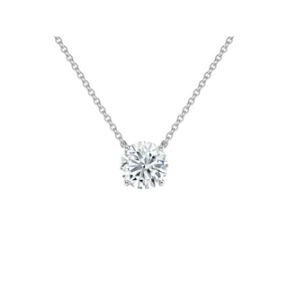 14K Gold Lab Grown Round Diamond Solitaire Pendant Necklace Prong Setting (1.00TCW-5.00TCW)