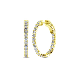 14K GOLD LAB GROWN DIAMOND INSIDE OUTSIDE HOOPS (1.00TCW-4.00TCW)