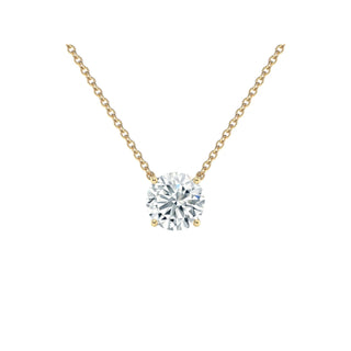 14K Gold Lab Grown Round Diamond Solitaire Pendant Necklace Prong Setting (1.00TCW-5.00TCW)