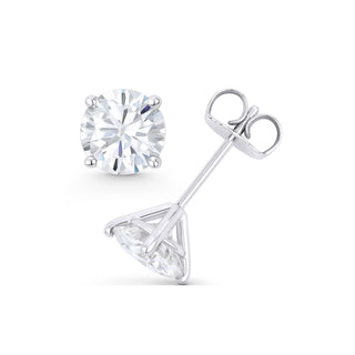 14K GOLD LAB GROWN DIAMOND MARTINI FOUR PRONG PUSHBACK STUD EARRINGS (0.50TCW-5.00TCW)
