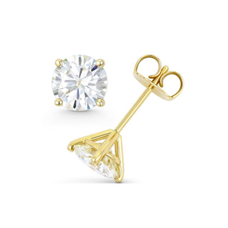 14K GOLD LAB GROWN DIAMOND MARTINI FOUR PRONG PUSHBACK STUD EARRINGS (0.50TCW-5.00TCW)