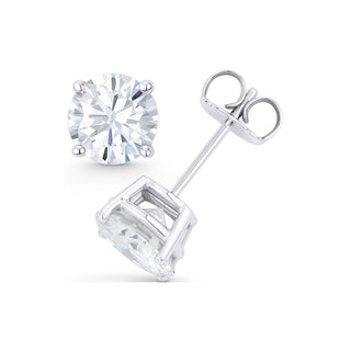 14K GOLD LAB GROWN DIAMOND CLASSIC FOUR PRONG PUSHBACK STUD EARRINGS (0.50TCW-5.00TCW)