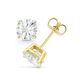 14K GOLD LAB GROWN DIAMOND CLASSIC FOUR PRONG PUSHBACK STUD EARRINGS (0.50TCW-5.00TCW)