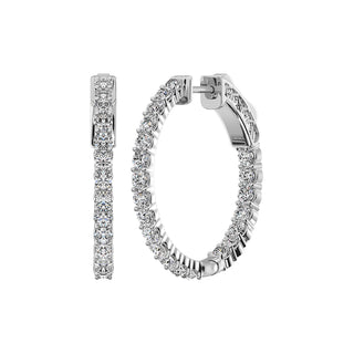 14K GOLD LAB GROWN DIAMOND INSIDE OUTSIDE HOOPS (1.00TCW-4.00TCW)
