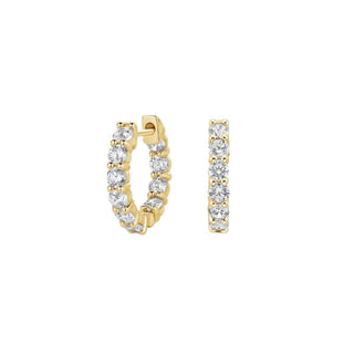 14K GOLD LAB  GROWN DIAMOND INSIDE OUTSIDE WIDE HOOPS (4.00TCW-7.00TCW)