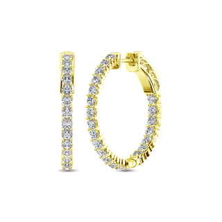 14K GOLD LAB GROWN DIAMOND INSIDE OUTSIDE HOOPS (1.00TCW-4.00TCW)