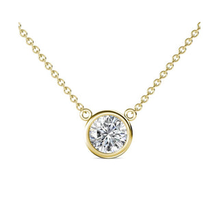 14K Gold Lab Grown Round Diamond Solitaire Pendant Necklace Bezel Setting (1.00TCW-5.00TCW)